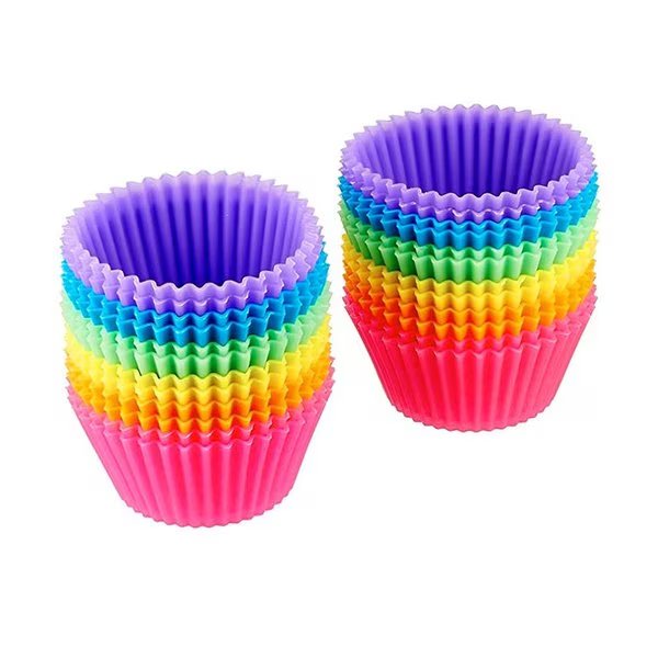 2Multicolored Reusable Silicone Baking Cups Liner For Cupcakes and Muffins, 24PK, 1947Kitchen, Mfr#: TI-24NICBC